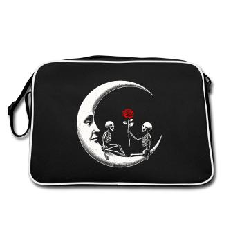 Romance Love Gothic Moon Skeleton Death Rose Morbid - Retro Bag - black/white - Back