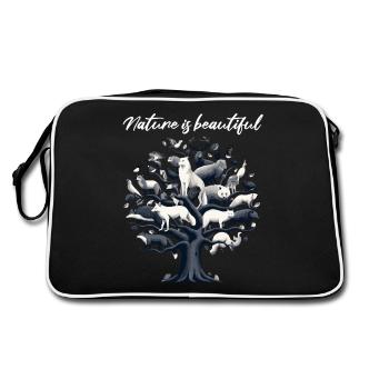 Nature Tree Life Nature Conservation Animal Welfare Bio Forest - Retro Bag - black/white - Back