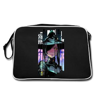 Geometrische Halloween-Hexe - Retro Tasche - Schwarz/Weiß - Hinten