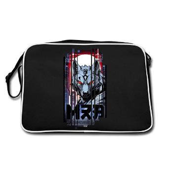 Loup argent cyborg Géométrique - Sac Retro - noir/blanc - Dos