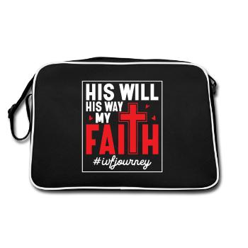 His Will His Way My Faith #IVFJourney Infertility - Retro Tasche - Schwarz/Weiß - Hinten