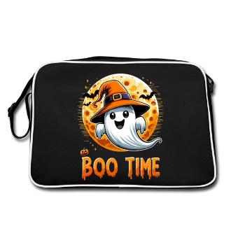 Halloween Ghost Ghost Boo Time Witch Hat Funny - Retro Bag - black/white - Back