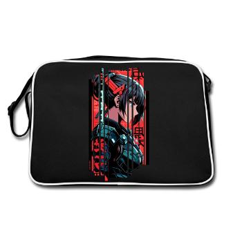 Woman Cyborg Japan Red Kanji - Retro Bag - black/white - Back