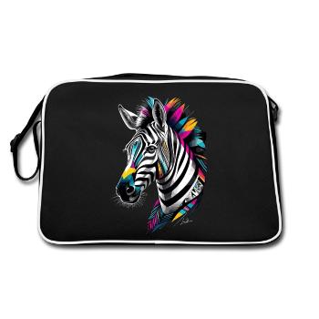 Mehrfarbiges Tribal Geometrisches Zebra - Retro Tasche - Schwarz/Weiß - Hinten