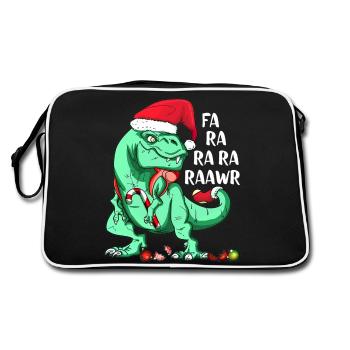 Funny T-Rex in Santa Hat FA RA RAWR Christmas Gift - Retro Bag - black/white - Back