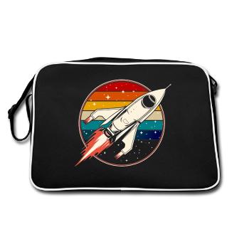 Retro Rocket Space Ship Vintage - Retro Bag - black/white - Back