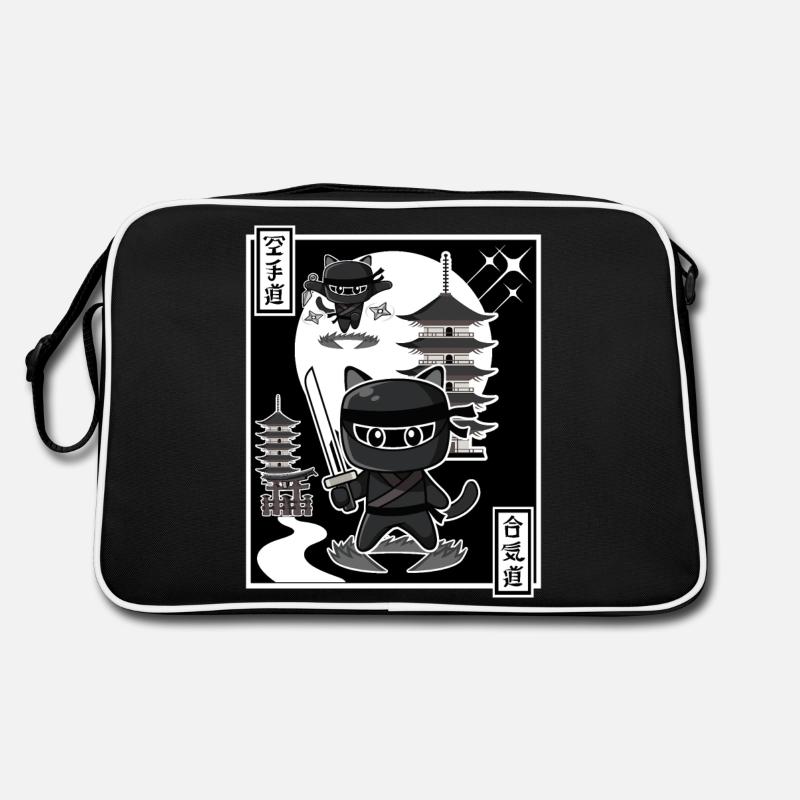 Ninja Cat - Retro Bag - black/white