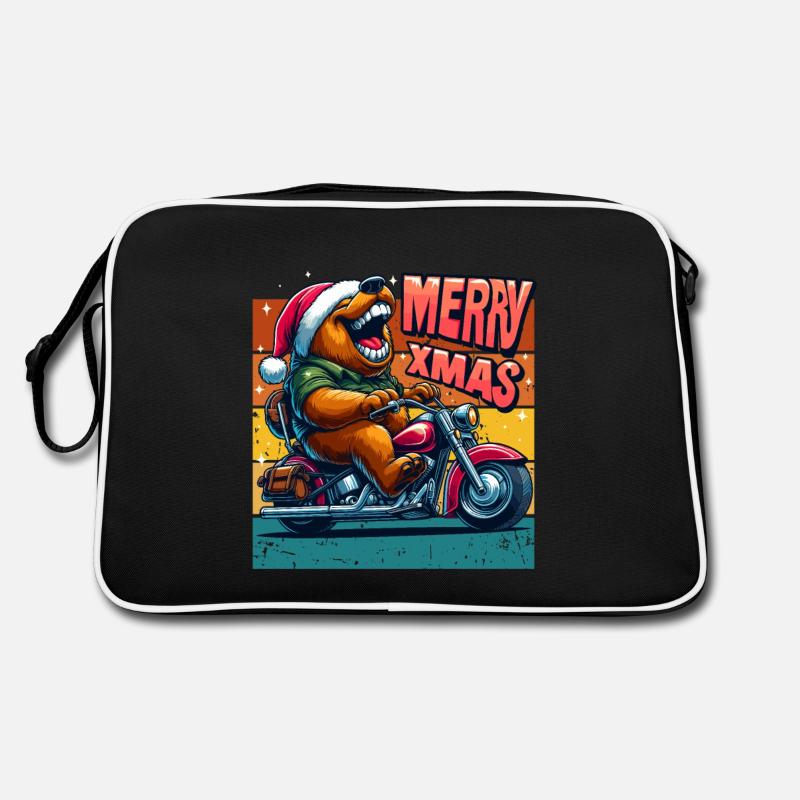Merry Xmas Bear Motorcycle Biker Retro Cool Funny Retro Bag