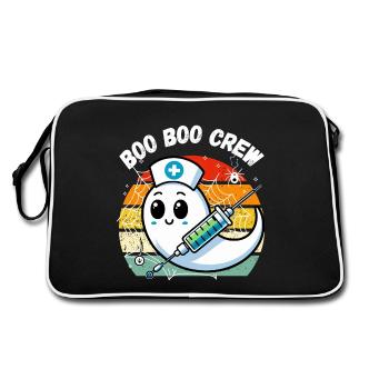 Halloween Boo Boo Crew Geist Krankenschwester Fun - Retro Tasche - Schwarz/Weiß - Hinten
