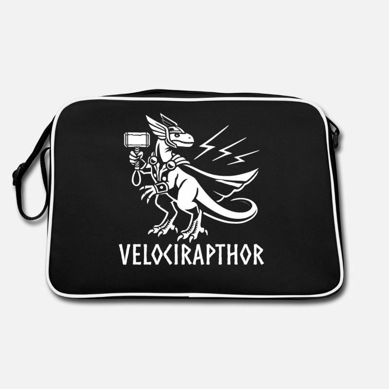 Raptor Rapthor Lustige Wikinger Wikinger Velociraptor - Retro Tasche - Schwarz/Weiß