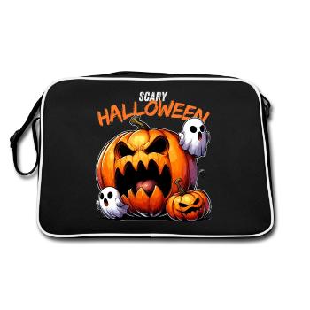 Effrayant Halloween Citrouille Citrouille Visage Fantôme Effrayant - Sac Retro - noir/blanc - Dos