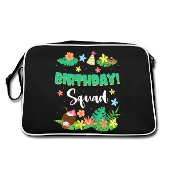Floral Birthday Squad Tropical Island Party Graphi - Retro Tasche - Schwarz/Weiß - Hinten