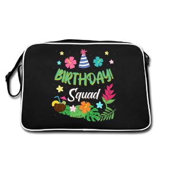 Birthday Squad Hawaiian Luau Party Fun Design - Retro Bag - black/white - Back