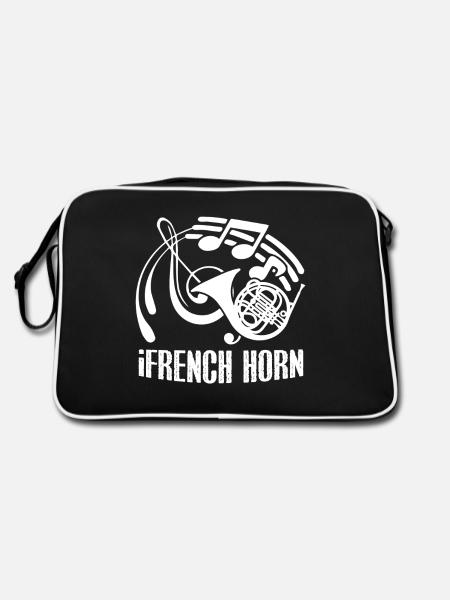 French Horn Funny French Horn - Retro Bag - black/white - Back