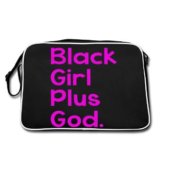 Black Girl Plus God - Retro Tasche - Schwarz/Weiß - Hinten