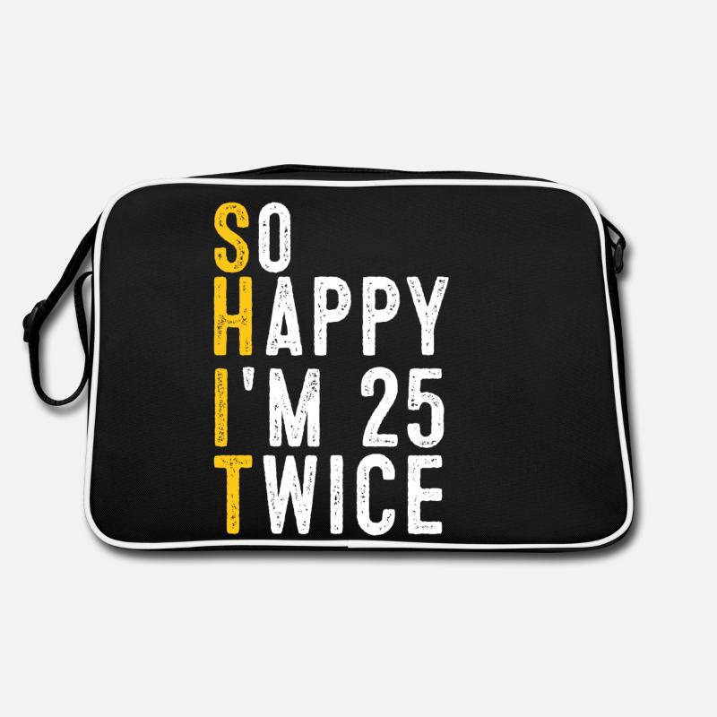 So glücklich, dass ich 25 bin Zweimal lustiger 50. Geburtstag Retro Tasche