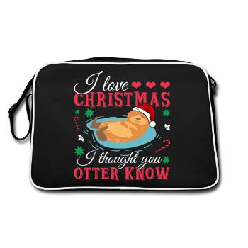 I Love Christmas And I Thought You Otter Know - Retro Bag - black/white - Back