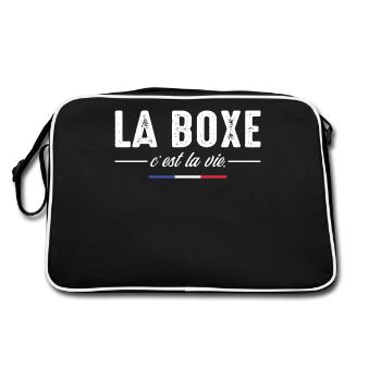 Boxen ist Leben Boxen Boxen Fan Boxen Lustig - Retro Tasche - Schwarz/Weiß - Hinten