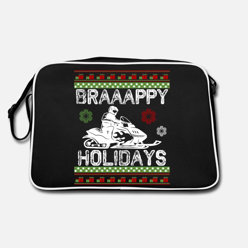 Snowmobile Christmas Braaappy Holidays Retro Bag