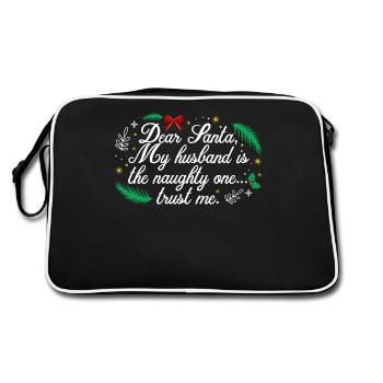 Christmas Dear Santa My Husband Is The Naughty One - Retro Bag - black/white - Back