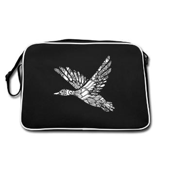 Mallard Mallard Floral Pattern - Retro Bag - black/white - Back