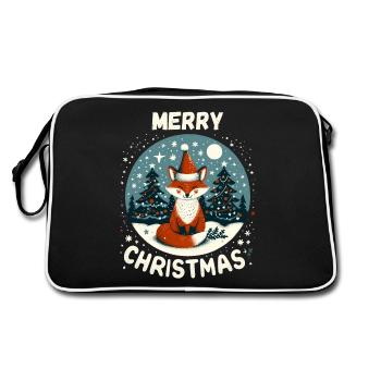 Merry Christmas Fox Christmas Winter Snow - Retro Bag - black/white - Back