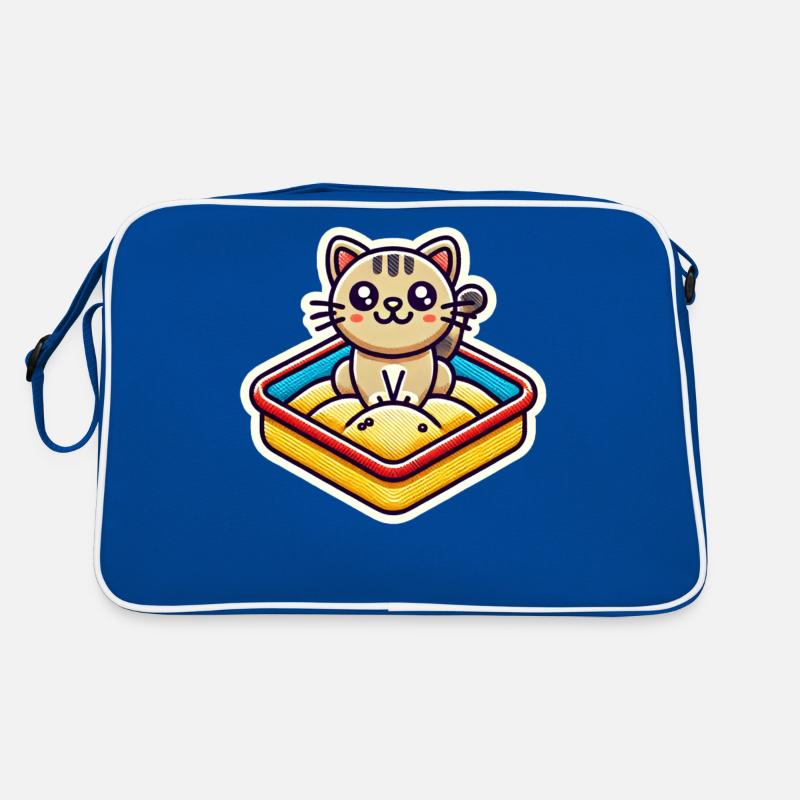 Chat mignon assis dans le bac à sable Style Patch Sac Retro