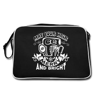 Hairstylist May Your Hair Be Merry And Bright - Retro Bag - black/white - Back