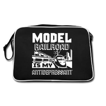 Model Railroad Model Railroad Is My Antidepressant - Retro Bag - black/white - Back