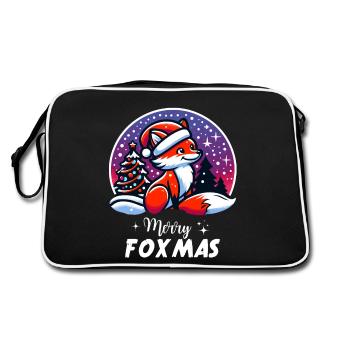 Christmas Merry Foxmas Fox Snow Fox Nature - Retro Bag - black/white - Back