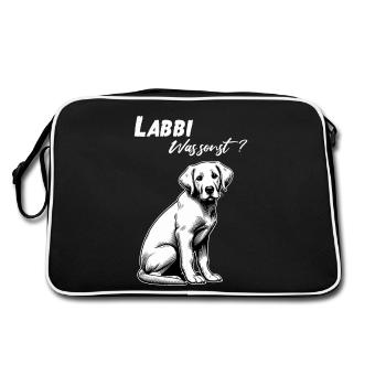 Hund Labrador Retriever Labbi Was sonst Gassi - Retro Tasche - Schwarz/Weiß - Hinten