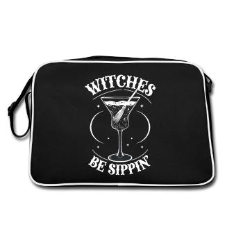 Halloween Women Witches Alcohol Girls Night Out Funny - Retro Bag - black/white - Back