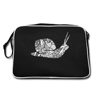 Snail Snail Floral Pattern - Retro Bag - black/white - Back