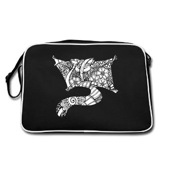 Sugar Glider Sugar Glider Floral Pattern - Retro Bag - black/white - Back