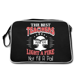 Teacher The Best Teachers Aim To Light A Fire - Retro Bag - black/white - Back