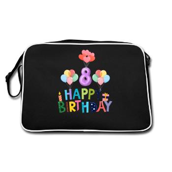 Happy Birthday 8th Birthday - Retro Bag - black/white - Back