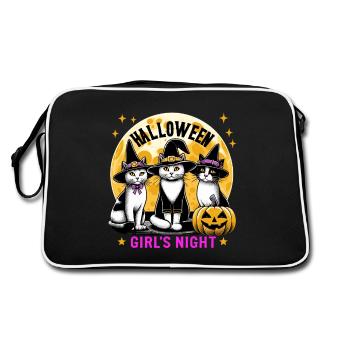 Halloween Cats Witches Girls Night Out Girlfriend Funny - Retro Bag - black/white - Back