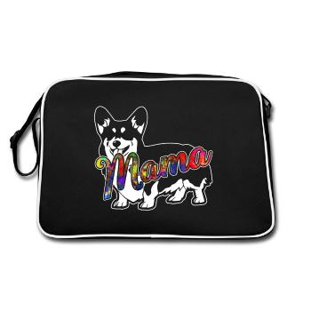Cardigan Welsh Corgi Cardigan Welsh Corgi Mama - Retro Bag - black/white - Back