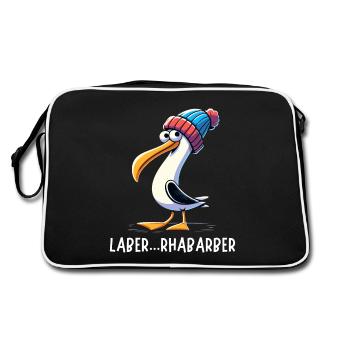 Hamburg Northern Germany Babbling Seagull North Sea Funny - Retro Bag - black/white - Back