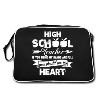 High School Teacher High School Teacher Full Heart - Retro Bag - black/white - Back