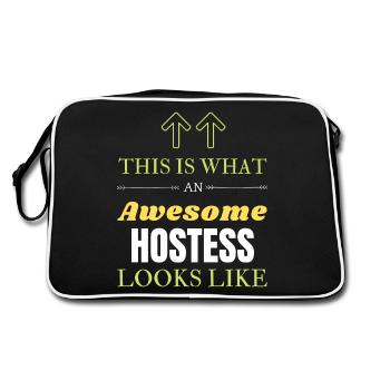 So sieht eine großartige Gastgeberin aus - Retro Tasche - Schwarz/Weiß - Hinten