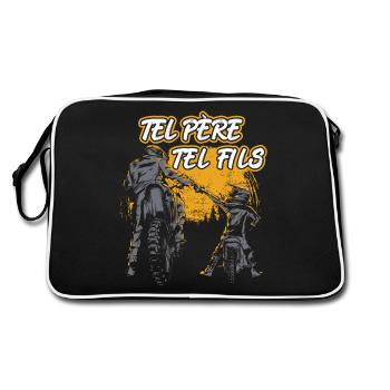 Tel Père Tel Fils Moto Cross Sport Motocycliste - Sac Retro - noir/blanc - Dos