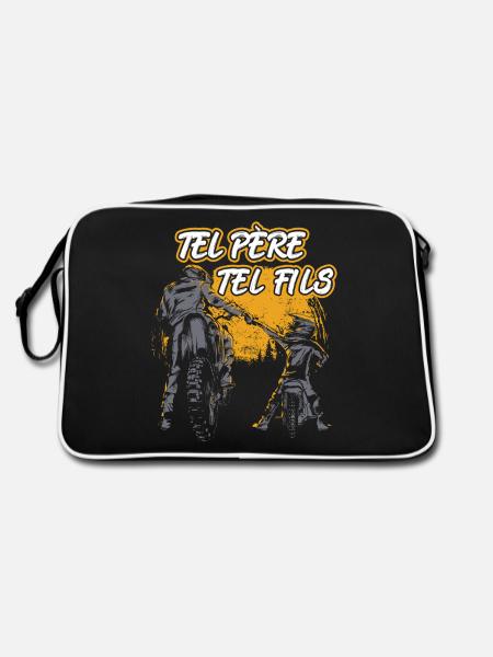 Tel Père Tel Fils Moto Cross Sport Motocycliste - Sac Retro - noir/blanc - Dos