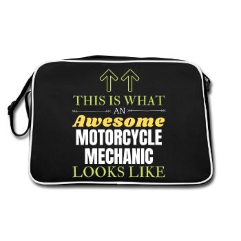 This is What an Awesome Motorcycle Mechanic Looks - Retro Bag - black/white - Back