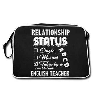 English Teacher Relationship Status - Retro Bag - black/white - Back