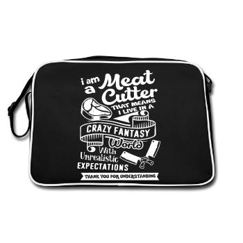 Meat Cutter I Am A Meat Cutter - Retro Bag - black/white - Back