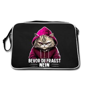 Bevor Du Fragst Nein - Retro Tasche - Schwarz/Weiß - Hinten
