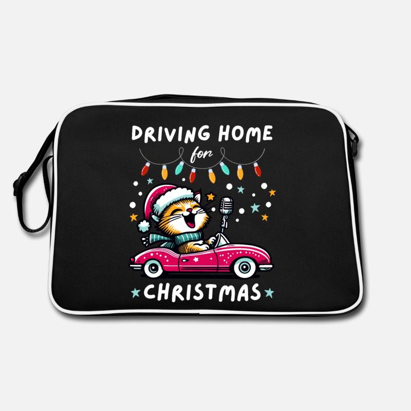 Noël Chat Maison Famille Vacances Mignon Sac Retro