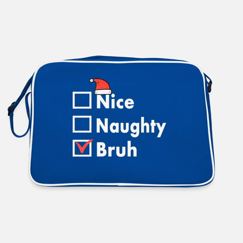 Noël Nice Naughty Bruh Drôle Liste de Noël Sac Retro