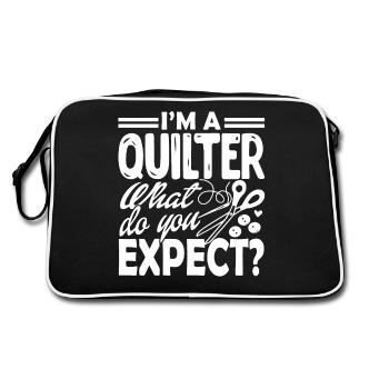 Quilter I am A Quilter - Retro Bag - black/white - Back